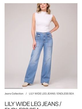Yoga Lily Light Blue Wide Leg Jeans